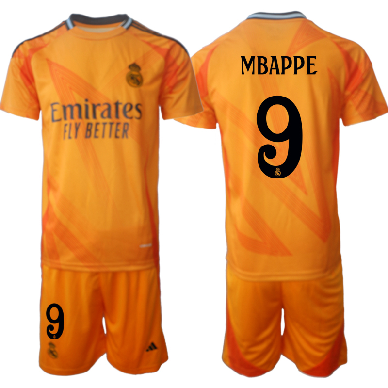 Men 2024-2025 Club Real Madrid away orange #9 Soccer Jersey->real madrid jersey->Soccer Club Jersey